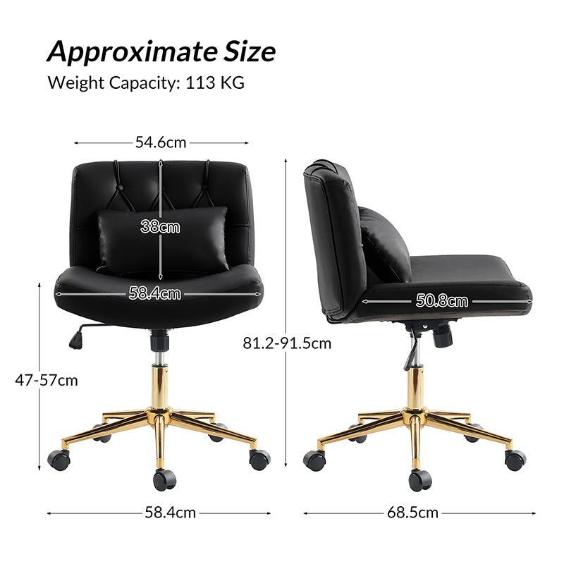 Cecil Adjustable Height Office Chair with Tufted Back & Pillow