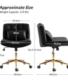 Cecil Adjustable Height Office Chair with Tufted Back & Pillow
