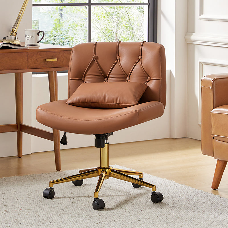 Cecil Adjustable Height Office Chair with Tufted Back & Pillow