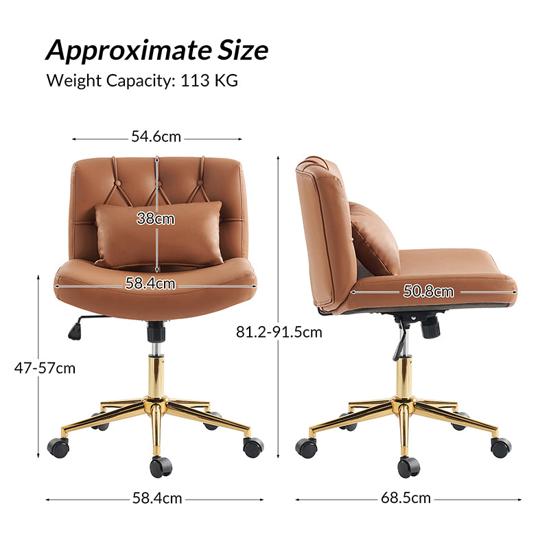 Cecil Adjustable Height Office Chair with Tufted Back & Pillow