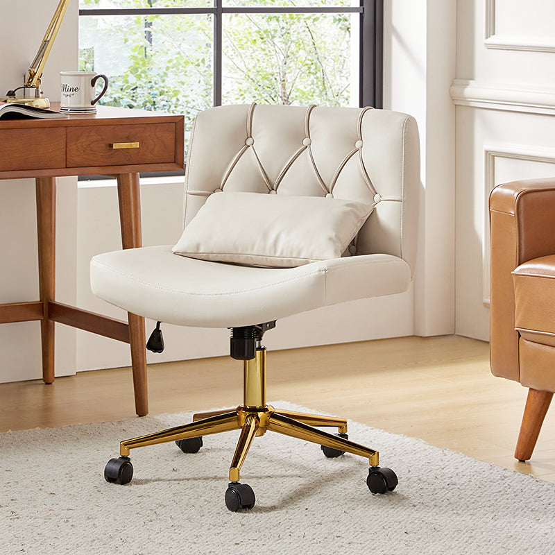 Cecil Adjustable Height Office Chair with Tufted Back & Pillow