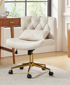 Cecil Adjustable Height Office Chair with Tufted Back & Pillow