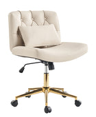 Cecil Adjustable Height Office Chair with Tufted Back & Pillow