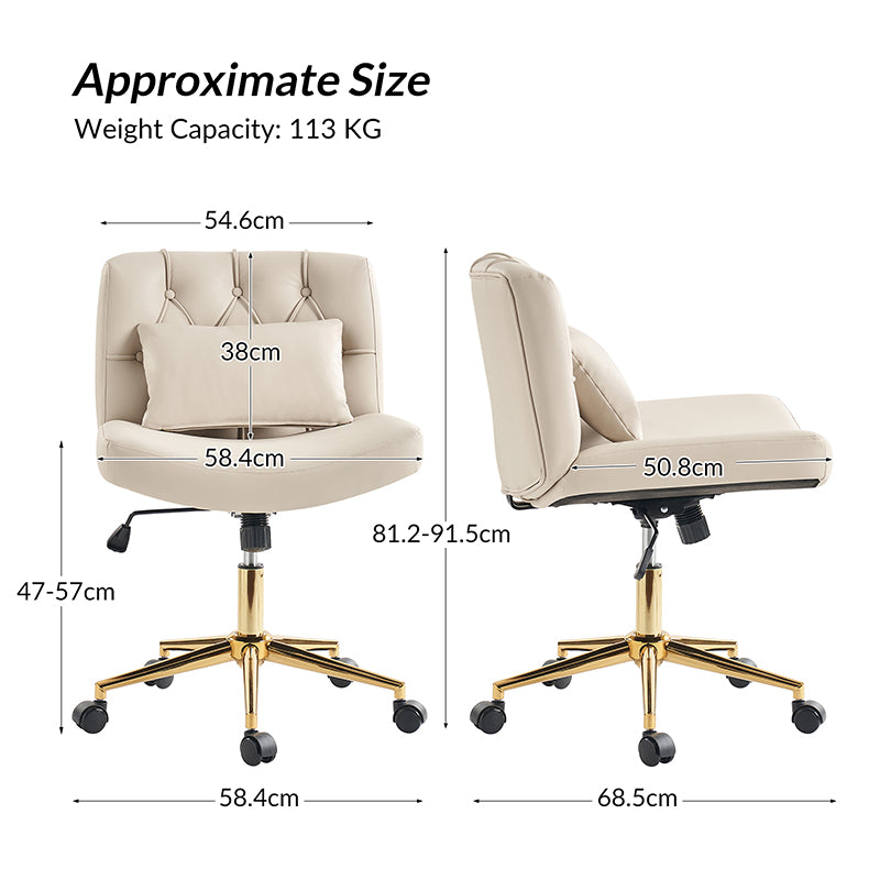 Cecil Adjustable Height Office Chair with Tufted Back & Pillow