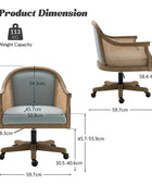 Rattan Task Chair – Swivel Base & Curved Seat Design