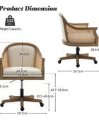 Rattan Task Chair – Swivel Base & Curved Seat Design