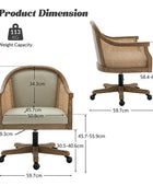 Rattan Task Chair – Swivel Base & Curved Seat Design