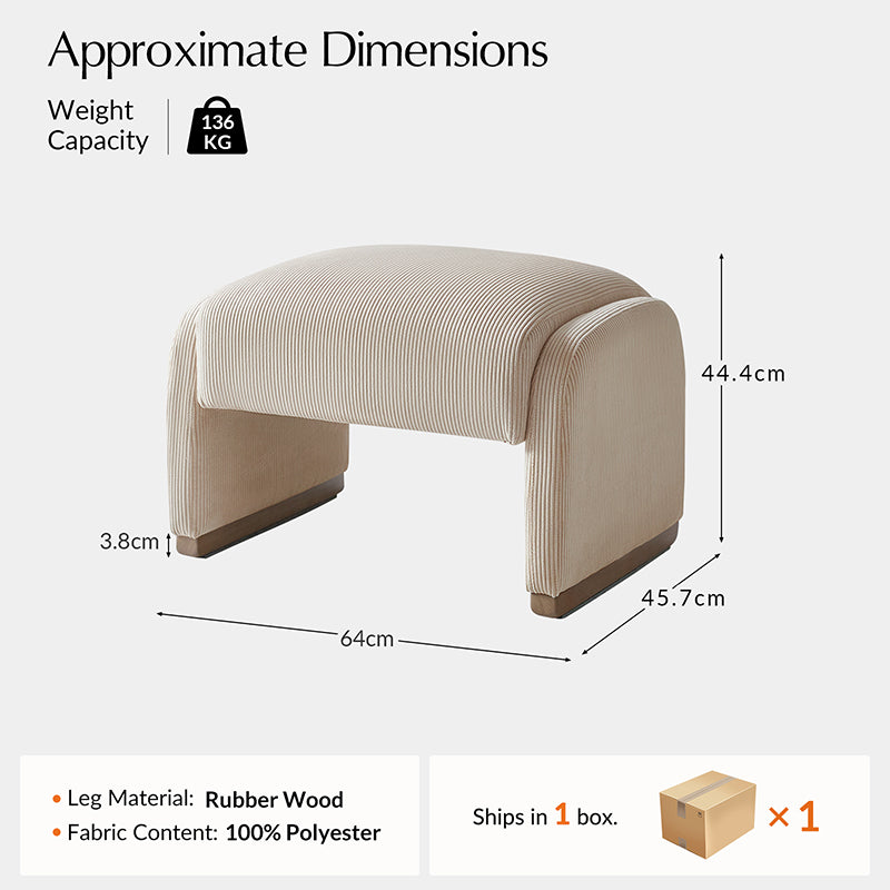 Randolph Rounded Modern Design Corduroy Ottoman