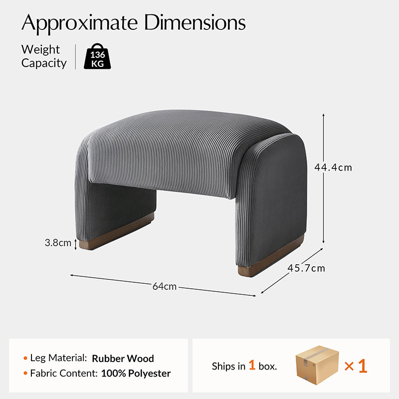 Randolph Rounded Modern Design Corduroy Ottoman