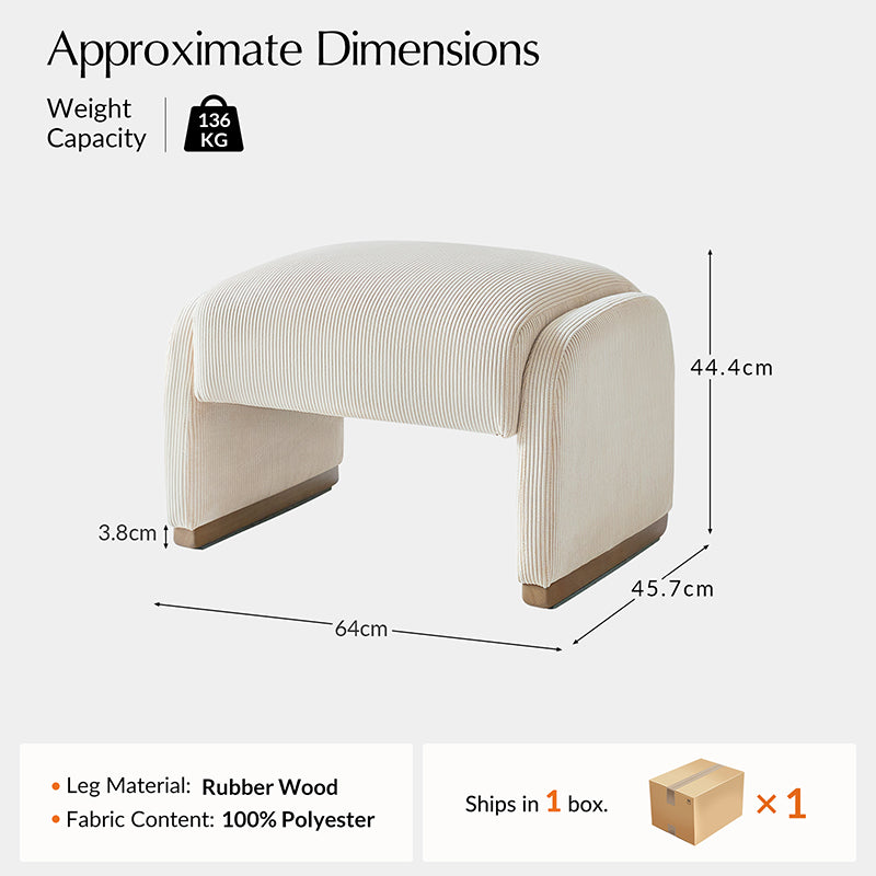 Randolph Rounded Modern Design Corduroy Ottoman