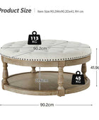 Danilynn Tufted Round Ottoman Coffee Table with Storage Shelf