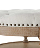 Danilynn Tufted Round Ottoman Coffee Table with Storage Shelf
