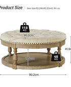 Danilynn Tufted Round Ottoman Coffee Table with Storage Shelf