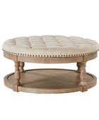 Danilynn Tufted Round Ottoman Coffee Table with Storage Shelf