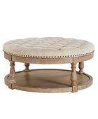 Danilynn Tufted Round Ottoman Coffee Table with Storage Shelf