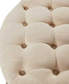 Danilynn Tufted Round Ottoman Coffee Table with Storage Shelf