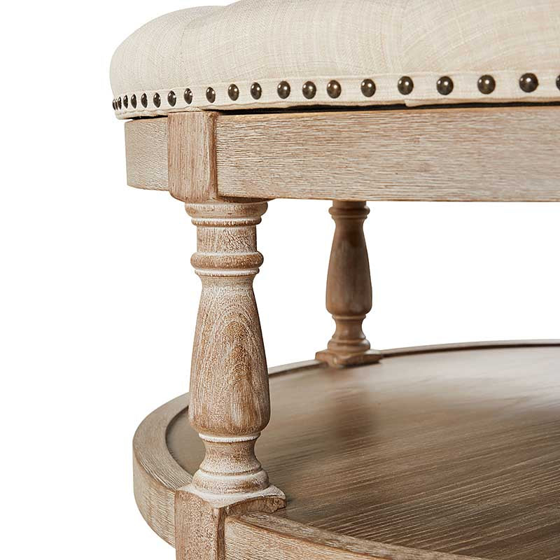Danilynn Tufted Round Ottoman Coffee Table with Storage Shelf