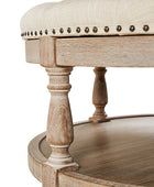 Danilynn Tufted Round Ottoman Coffee Table with Storage Shelf