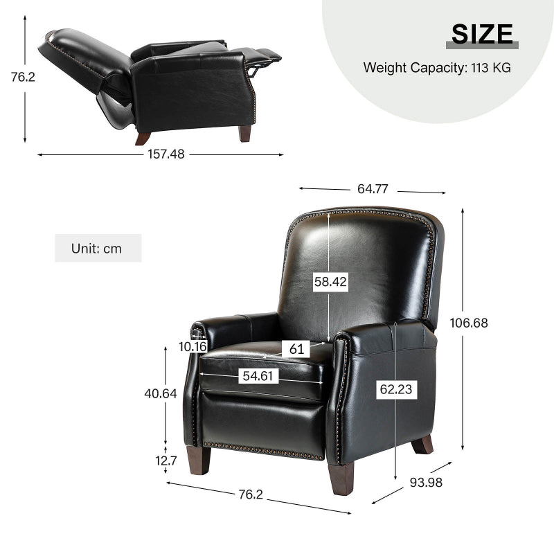 Claudia Genuine Leather Glider Recliner Mid-Century Comfort & Style