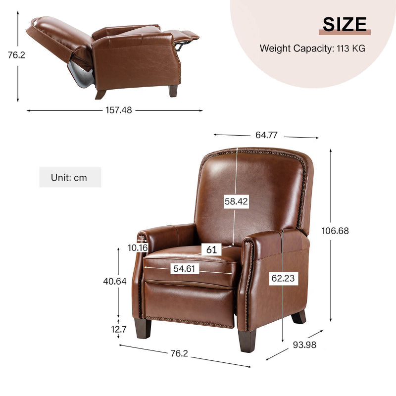 Claudia Genuine Leather Glider Recliner Mid-Century Comfort & Style