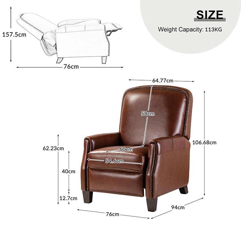 Claudia Genuine Leather Glider Recliner – Mid-Century Comfort & Style