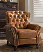 Genuine Leather Manual Recliner with Nailhead Trim