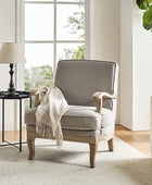 Randolph Farmhouse Upholstered Accent Chair with Solid Wood Arms