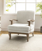 Randolph Farmhouse Upholstered Accent Chair with Solid Wood Arms
