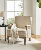 Randolph Farmhouse Upholstered Accent Chair with Solid Wood Arms