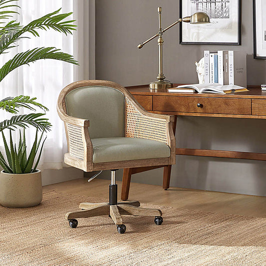 Rattan Task Chair – Swivel Base & Curved Seat Design