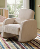 Rocking Chair in Corduroy with Lumbar Pillow & Wood Base