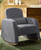 Rocking Chair in Corduroy with Lumbar Pillow & Wood Base