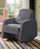 Rocking Chair in Corduroy with Lumbar Pillow & Wood Base
