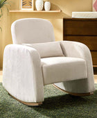 Rocking Chair in Corduroy with Lumbar Pillow & Wood Base
