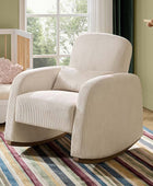 Rocking Chair in Corduroy with Lumbar Pillow & Wood Base