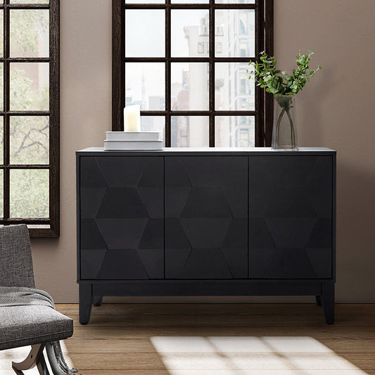 Kamu 115 cm Wide Sideboard with 3 Push-to-Open Doors