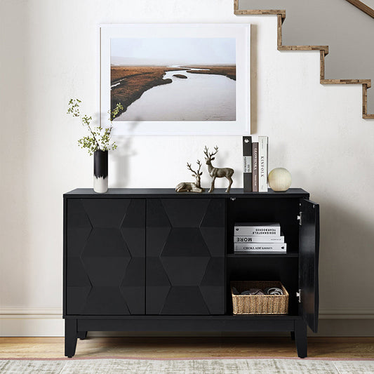 Kamu 115 cm Wide Sideboard with 3 Push-to-Open Doors