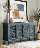 Carved Wood Sideboard with Wine Storage