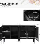 Lasse Modern 4-Door Sideboard with Drawers, Wine Rack & Storage Shelves