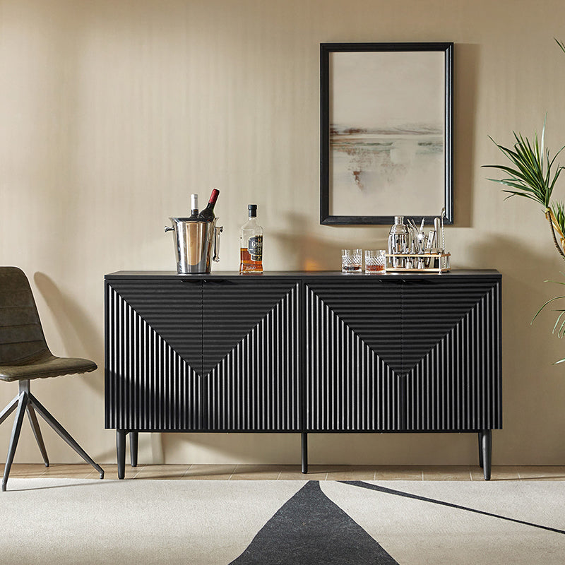 Lasse Modern 4-Door Sideboard with Drawers, Wine Rack & Storage Shelves