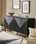 Lasse Modern 4-Door Sideboard with Drawers, Wine Rack & Storage Shelves