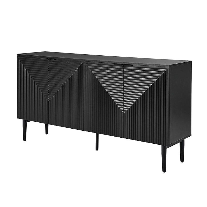 Lasse Modern 4-Door Sideboard with Drawers, Wine Rack & Storage Shelves