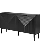 Lasse Modern 4-Door Sideboard with Drawers, Wine Rack & Storage Shelves