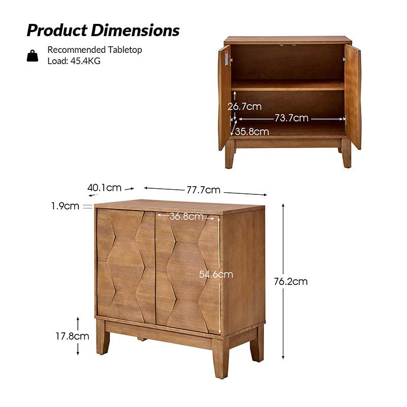 Kamu 2-Door Sideboard Cabinet with Push Open & Adjustable Shelf