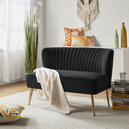 Bariana Velvet Mid-Century Modern Upholstered Loveseat