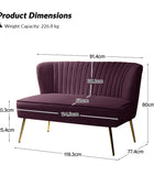 Bariana Velvet Mid-Century Modern Upholstered Loveseat