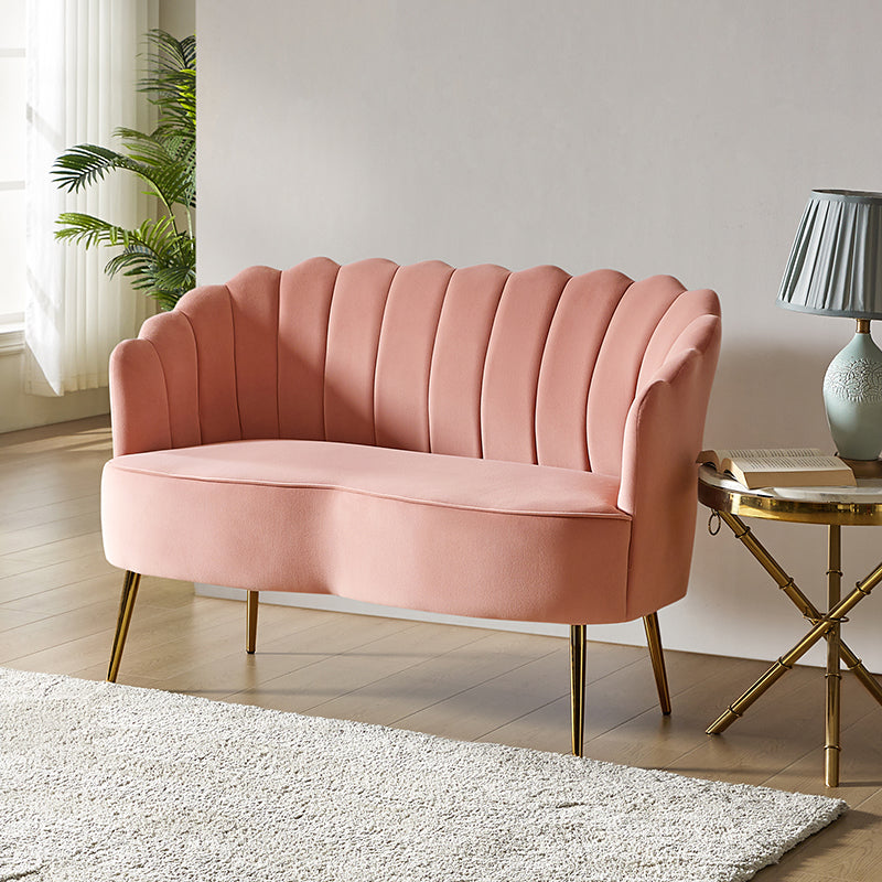 Ariel Velvet Bloom Loveseat - Modern Elegance with Floral Flair