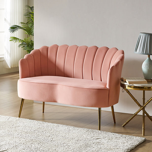 Ariel Velvet Bloom Loveseat - Modern Elegance with Floral Flair