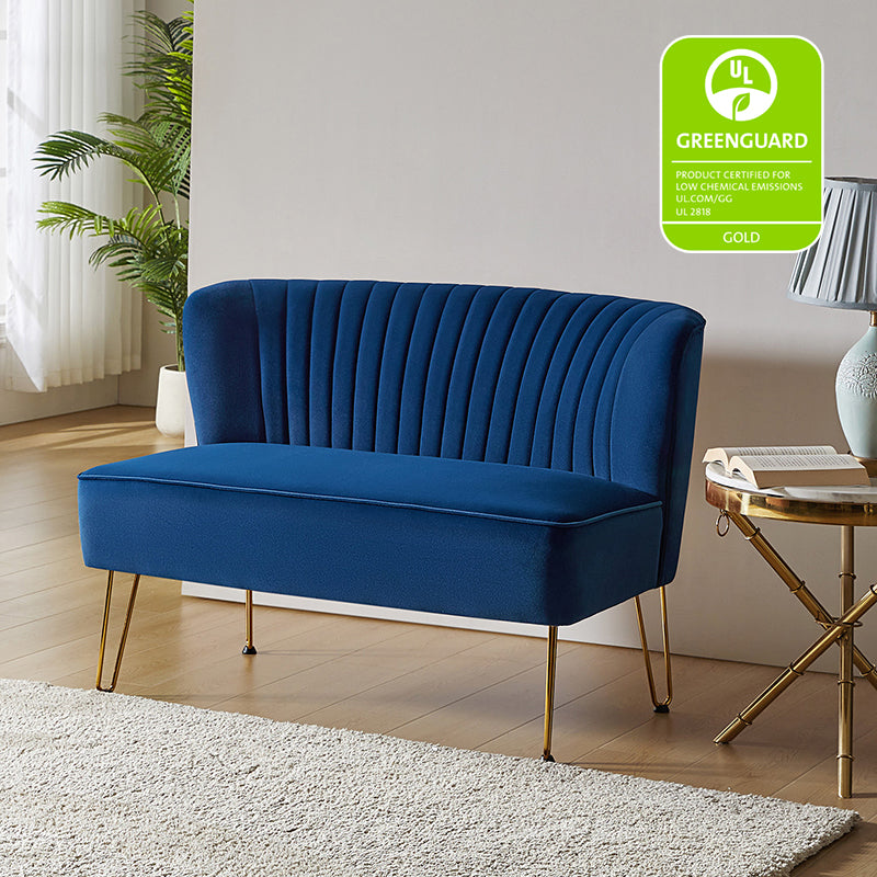 Ainhoa Velvet Mid-Century Modern Upholstered Loveseat with Hairpin Legs