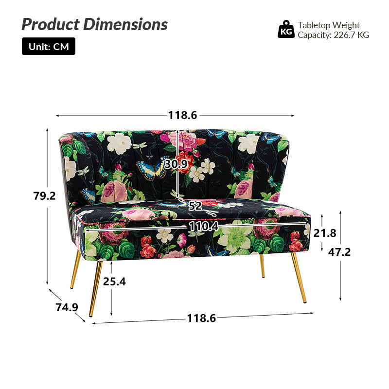 Coraline Floral Upholstered Loveseat with Tufted Back